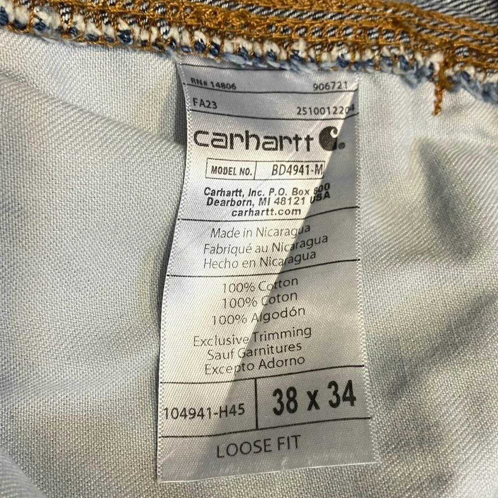 Carhartt 38 x 34 loose fit heavy weight denim jeans men